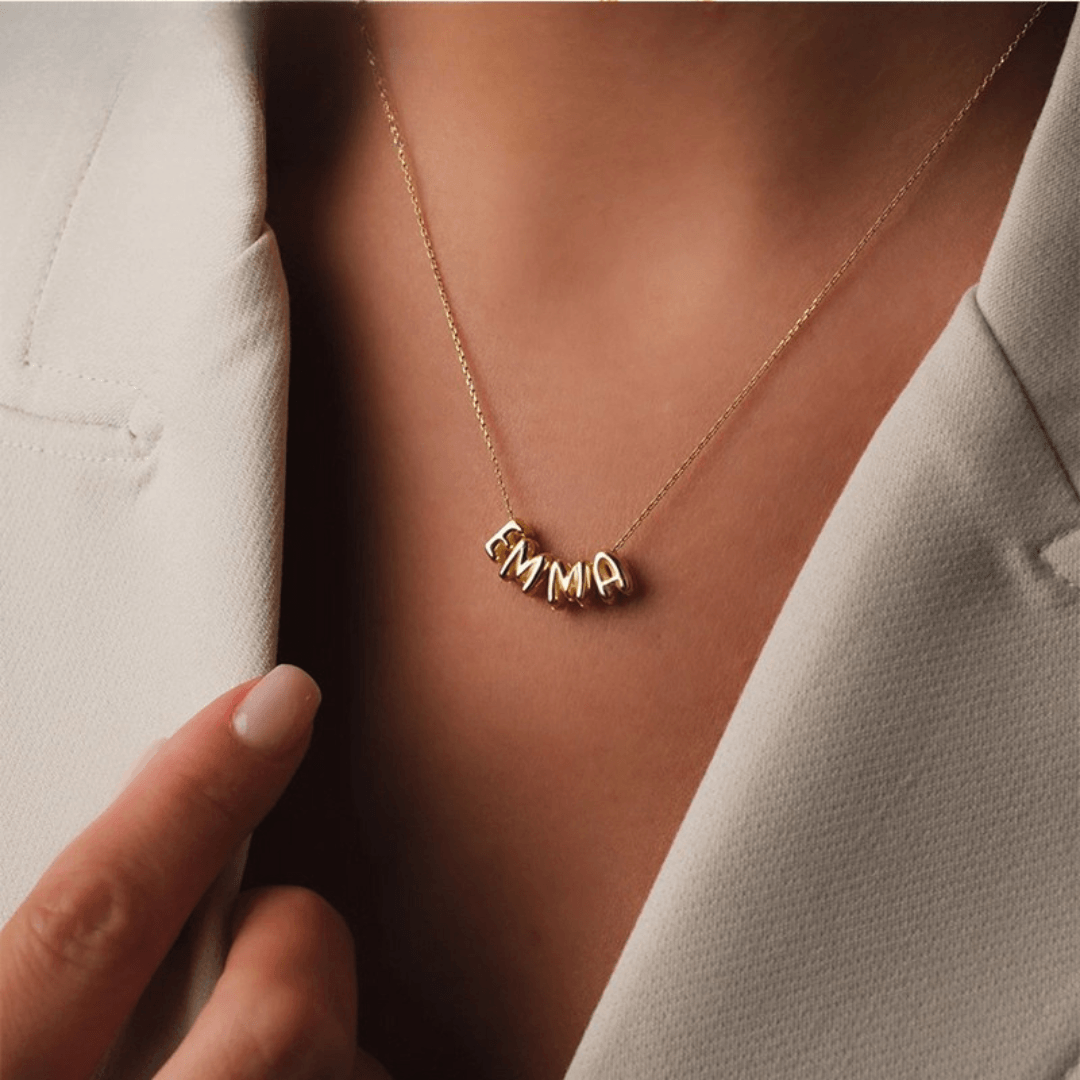 Bubbly Letters Personalized Name Necklace - TRIOVARI ACCESSORIES