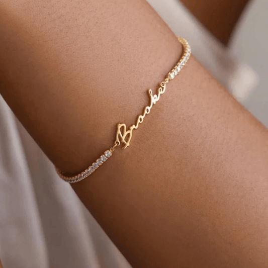 Personalized Name Bracelet Paired With an Elegant Tennis Design - TRIOVARI ACCESSORIES
