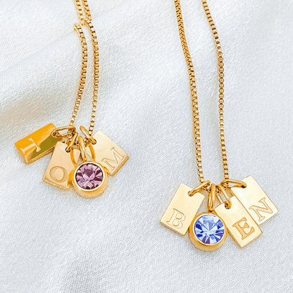 Personalized Letters Necklace With Birthstone - TRIOVARI ACCESSORIES