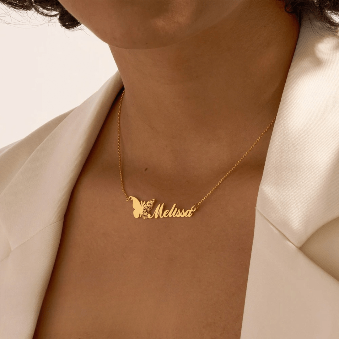 Personalized Name Necklace With Butterfly - TRIOVARI ACCESSORIES