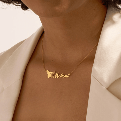 Personalized Name Necklace With Butterfly - TRIOVARI ACCESSORIES