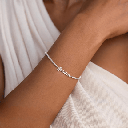 Personalized Name Bracelet Paired With an Elegant Tennis Design - TRIOVARI ACCESSORIES