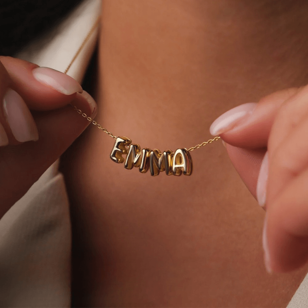 Bubbly Letters Personalized Name Necklace - TRIOVARI ACCESSORIES