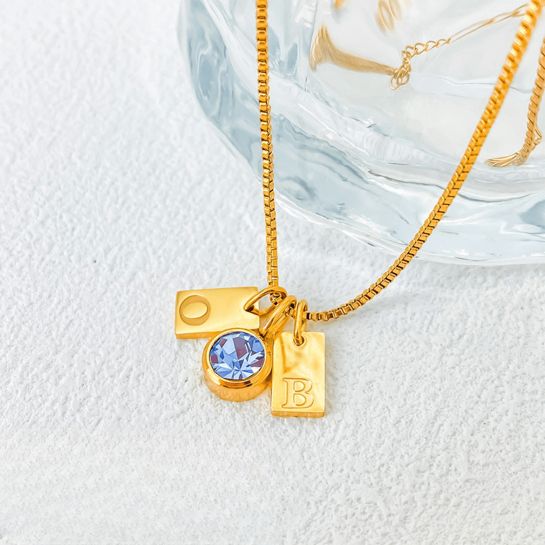 Personalized Letters Necklace With Birthstone - TRIOVARI ACCESSORIES