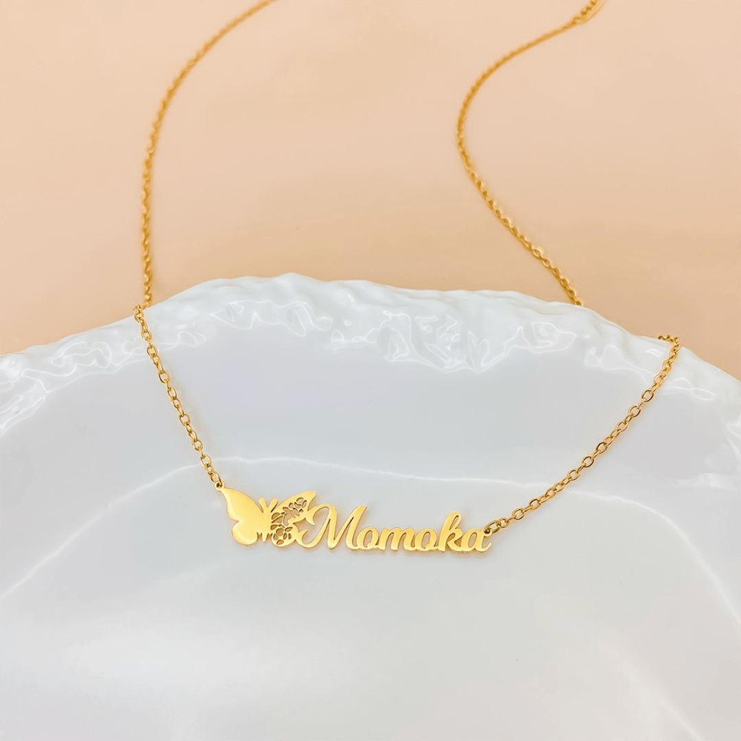 Personalized Name Necklace With Butterfly - TRIOVARI ACCESSORIES