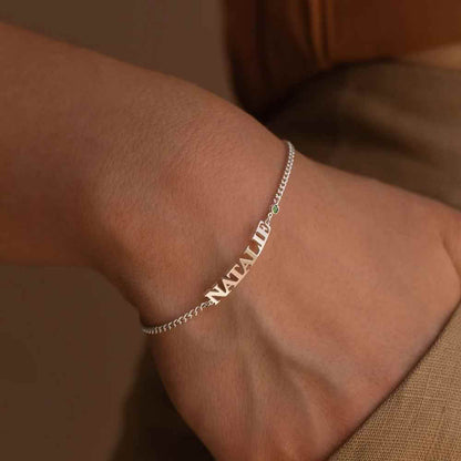 Personalized Name Bracelet With Birthstone