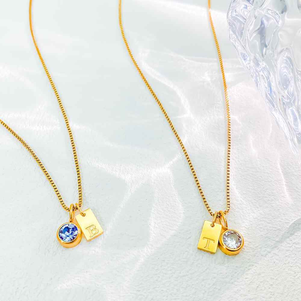 Personalized Letters Necklace With Birthstone