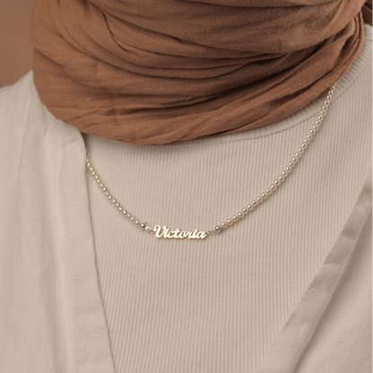 Personalized Name Necklace On Pearls Chain - TRIOVARI ACCESSORIES