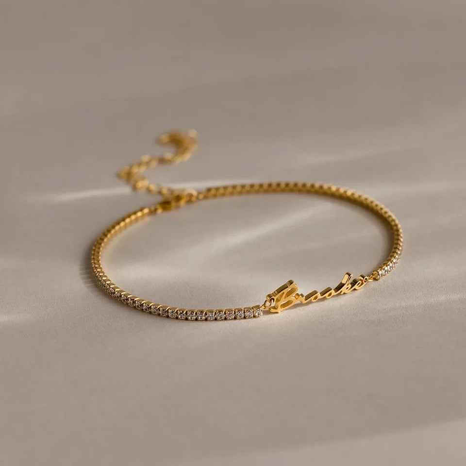 Personalized Name Bracelet Paired With an Elegant Tennis Design