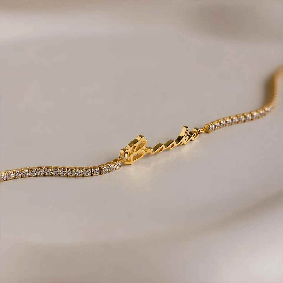 Personalized Name Bracelet Paired With an Elegant Tennis Design