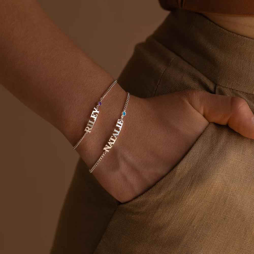 Personalized Name Bracelet With Birthstone