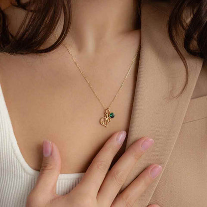 Personalized Initial Letter Necklace With Birthstone