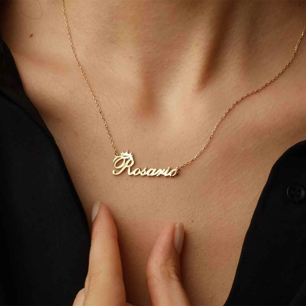 Personalized Name Necklace With Crown Shape