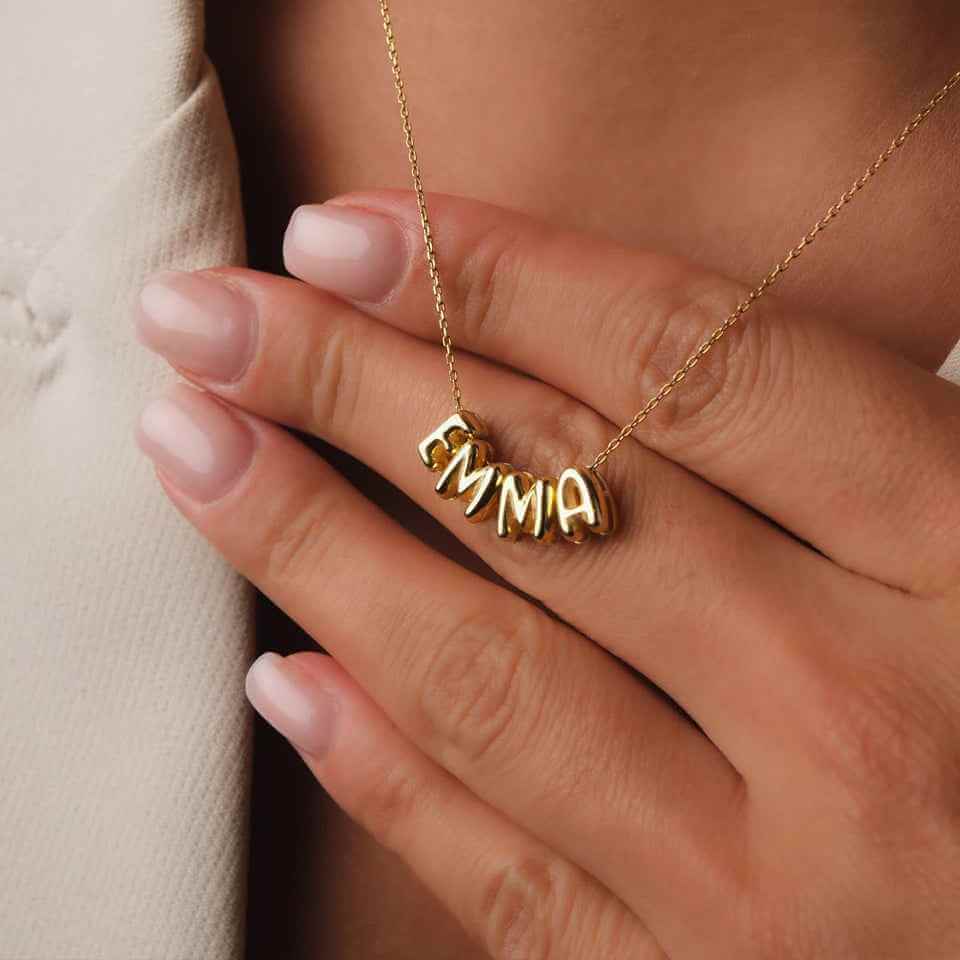 Bubbly Letters Personalized Name Necklace