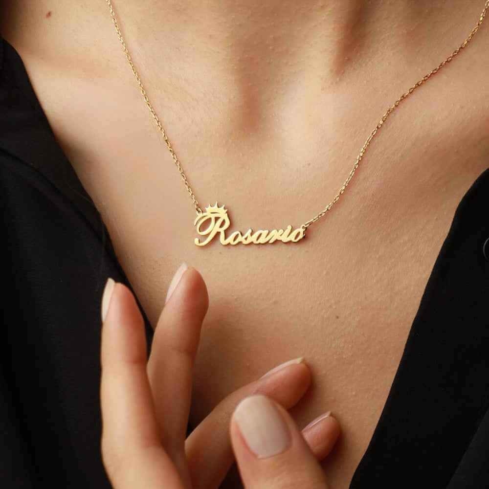 Personalized Name Necklace With Crown Shape