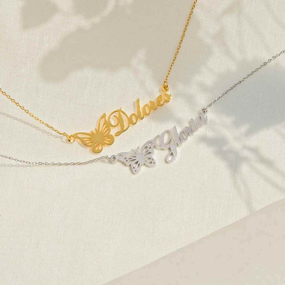 Personalized Name Necklace With Butterfly