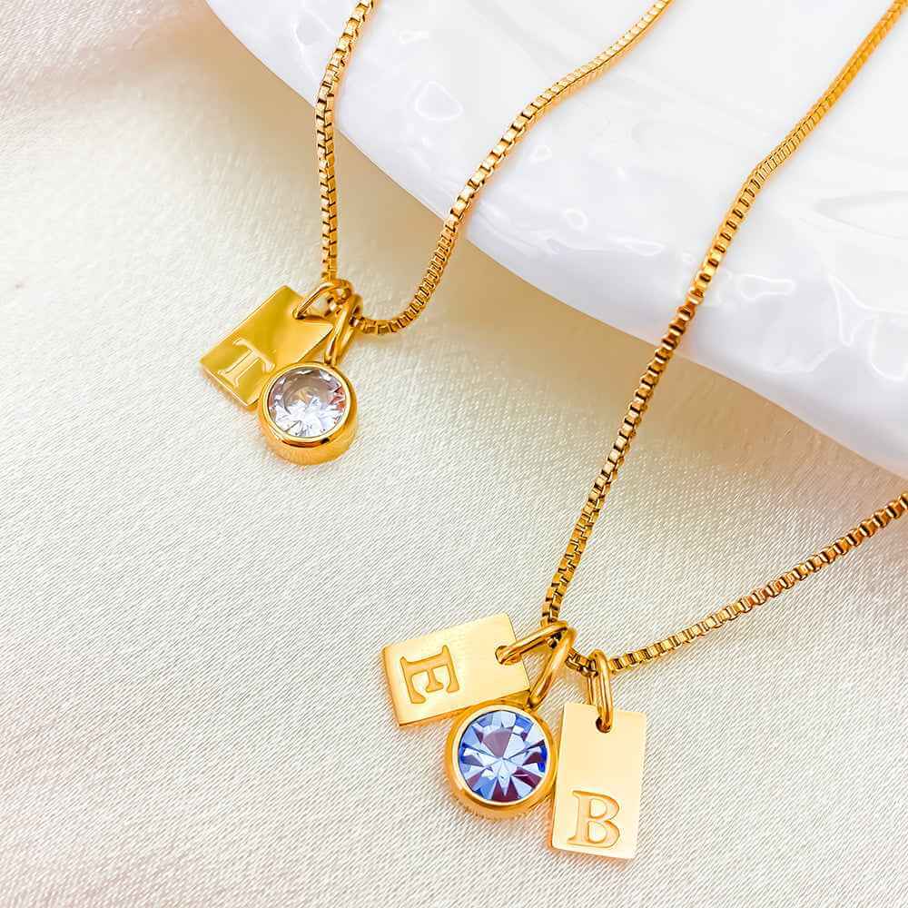 Personalized Letters Necklace With Birthstone