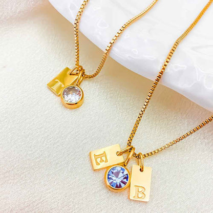Personalized Letters Necklace With Birthstone