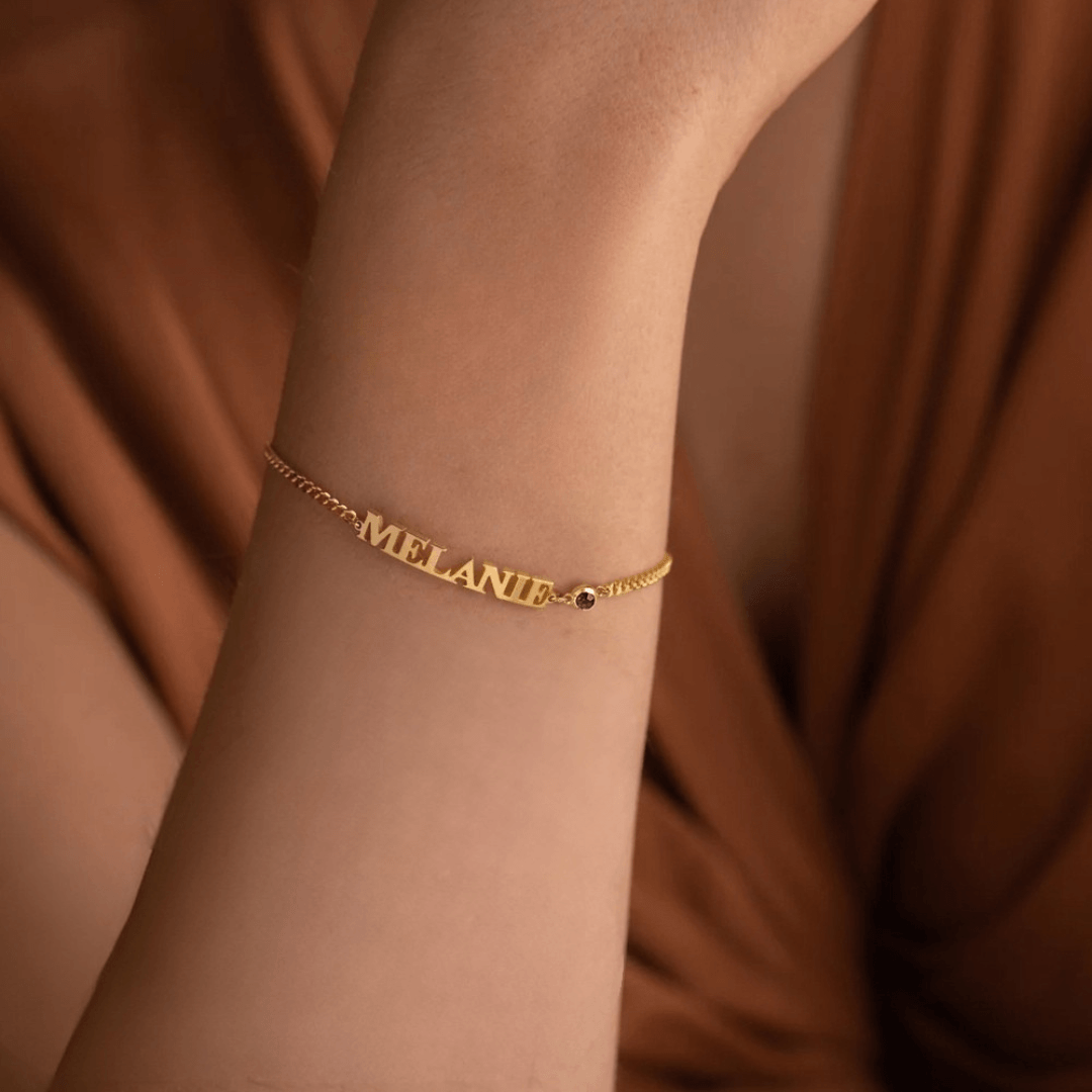 Personalized Name Bracelet With Birthstone - TRIOVARI ACCESSORIES