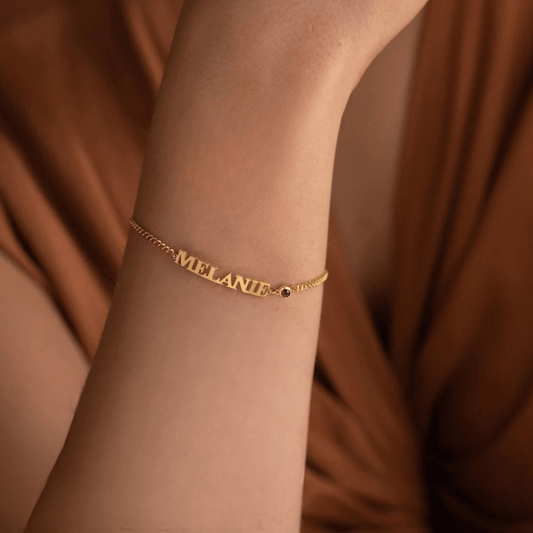 Personalized Name Bracelet With Birthstone - TRIOVARI ACCESSORIES
